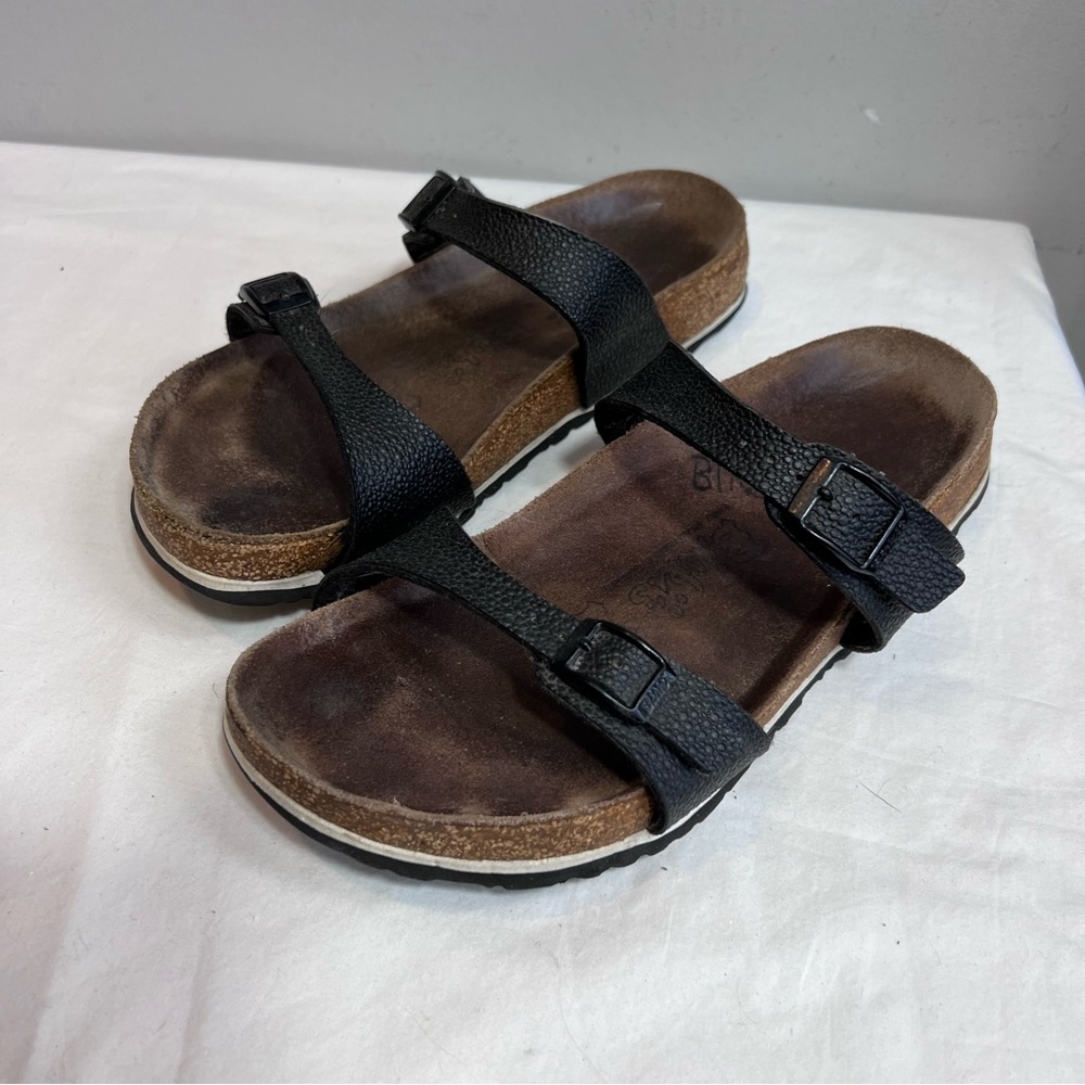 Birkenstock Birkis black pebbled birkoflor 2 strap Tahiti size 39 - Picture 2 of 9